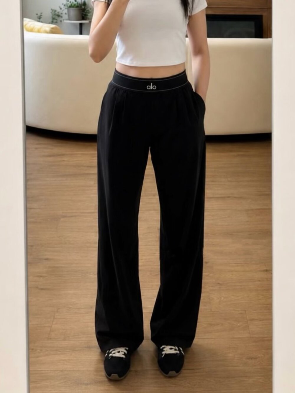 ALO Yoga Suit Up Trouser Black With tags✨👖 Black Regular | Relaxed Fit Wide Leg